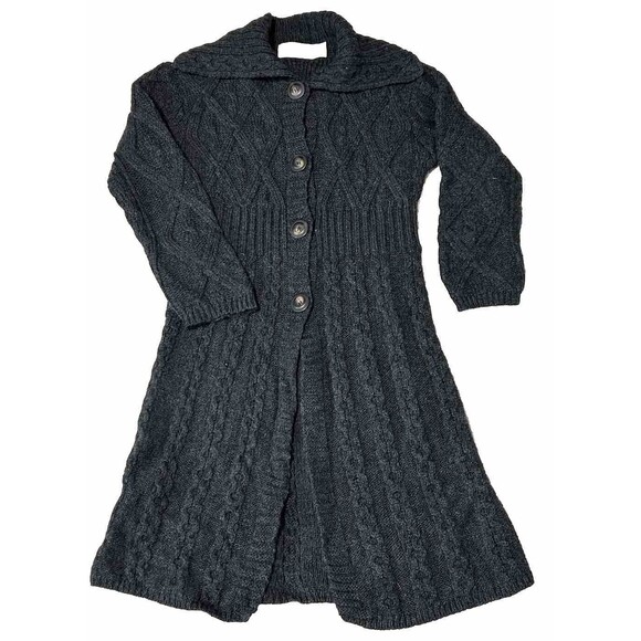 Aran Crafts Black Cable Knit Cardigan - Picture 8 of 10